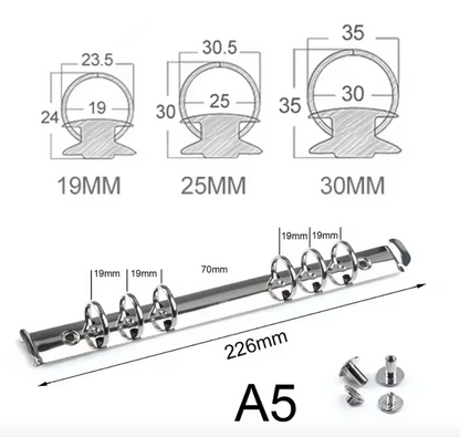 Moterm A5 Size Metal Spiral Rings Binder Clip