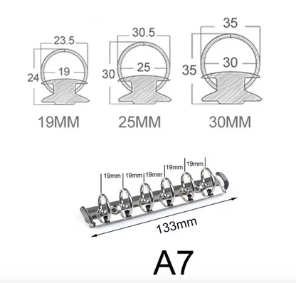 A7 Size Metal Spiral Rings Binder Clip
