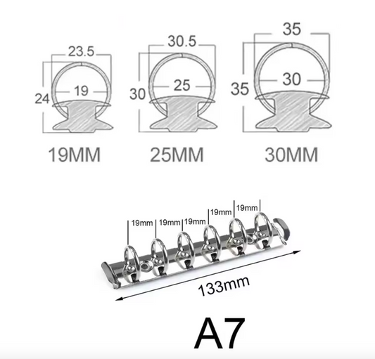 A7 Size Metal Spiral Rings Binder Clip