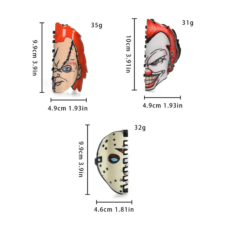 Double sided horror characters hair claw clips