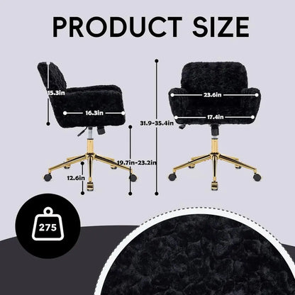 Plush Swivel Desk Chair with Gold Base