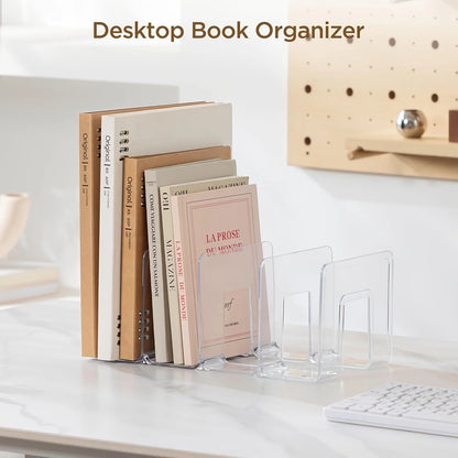 Transparent Acrylic Desktop Book Stand with Pen Holder