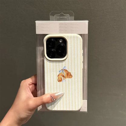 A Striped Croissant-Patterned IPhone 13,14,15,16,17 Case