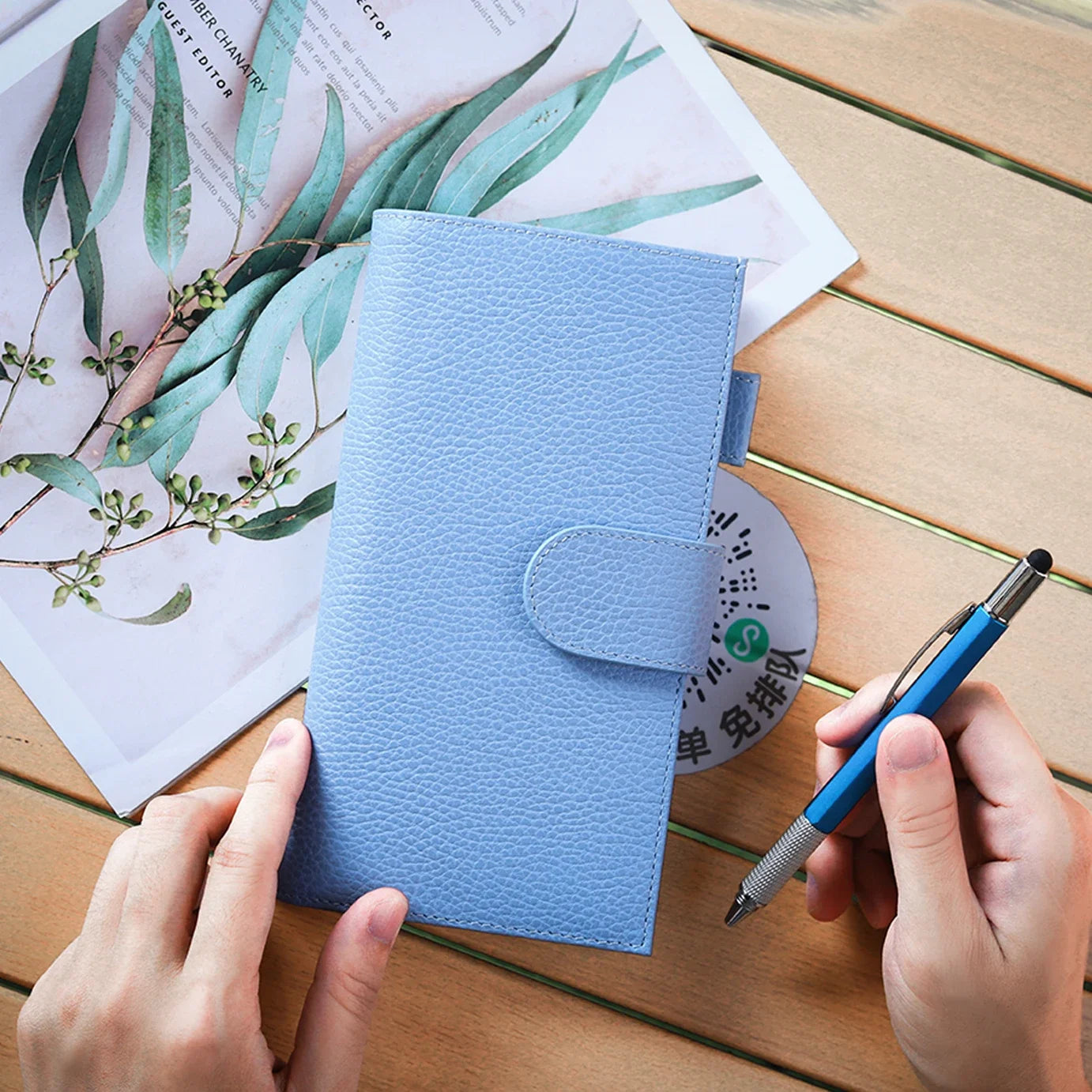 Moterm Firm Pebbled Grain Leather Sky Blue journals