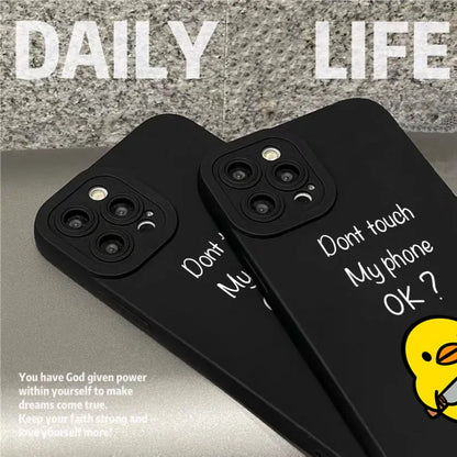 Cute Minimalist Cartoon Duck Silicone Phone Case For iPhone 11,12,13,14,15,16,17