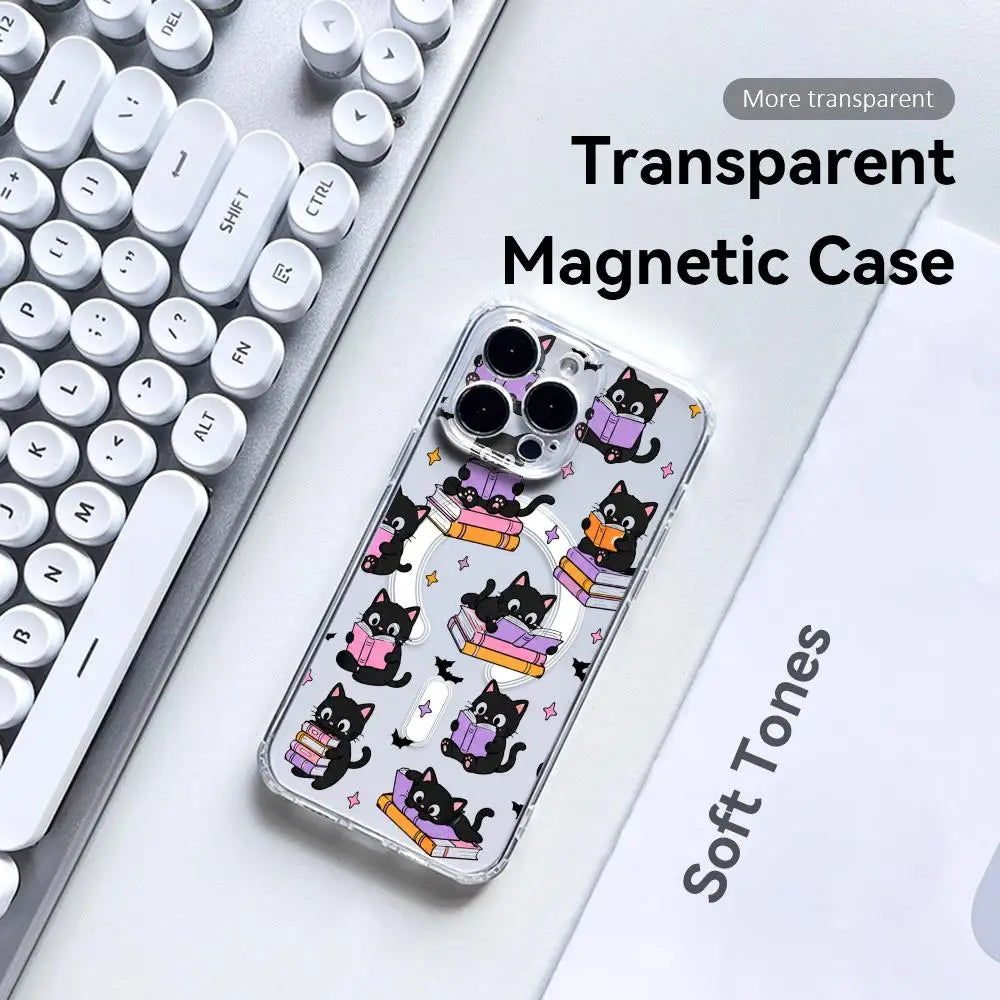 Halloween witchy Magnetic Clear Case For IPhone 11,12,13,14,15,15,16,17