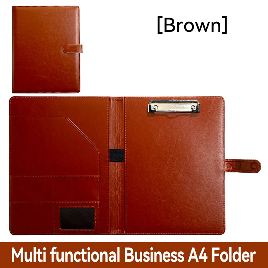 Texture PU Leather Multi-Functional A4 Folder