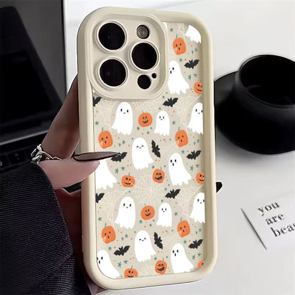 Halloween Pumpkin Ghost Silicone Case For iPhone 11,12,13,14,15,16,17