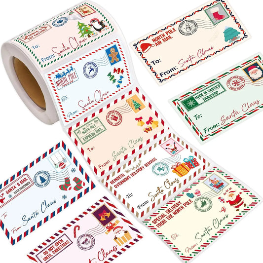 200 Pcs Christmas From Santa Name Tags Self Adhesive Labels