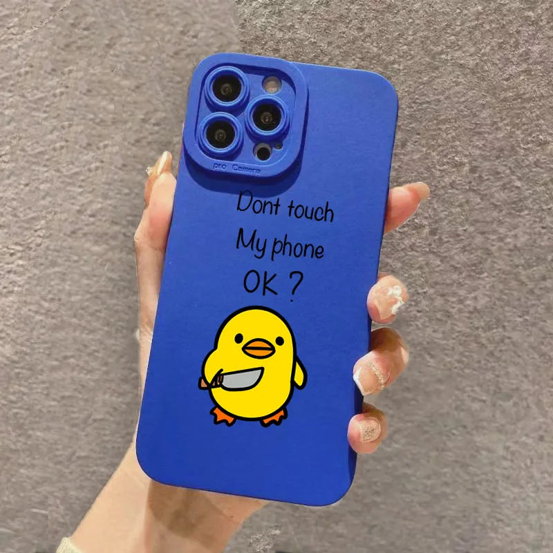 Cute Minimalist Cartoon Duck Silicone Phone Case For iPhone