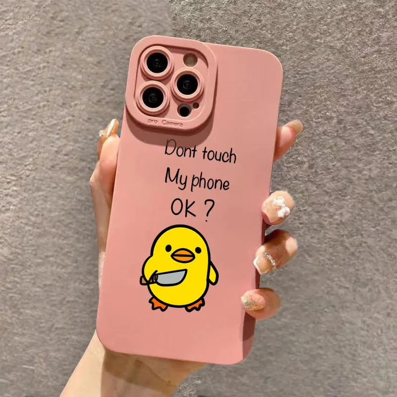 Cute Minimalist Cartoon Duck Silicone Phone Case For iPhone