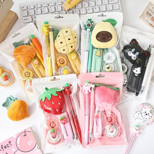 5pcs/set Cartoon with Fruit Stationery Set