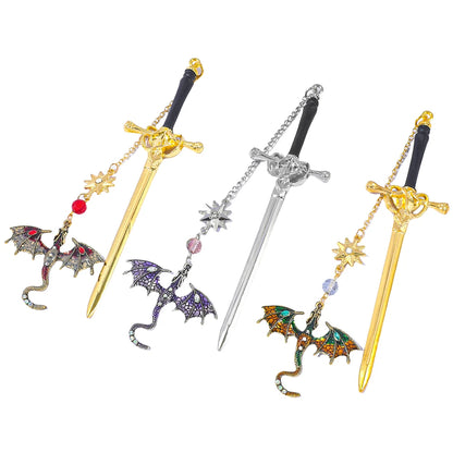 Four Wing Dragon Metal Pendant Bookmark