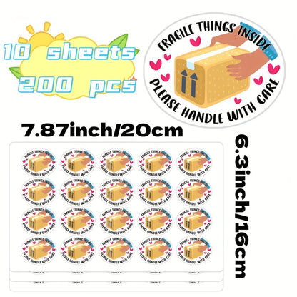 200 fragile business mailing stickers