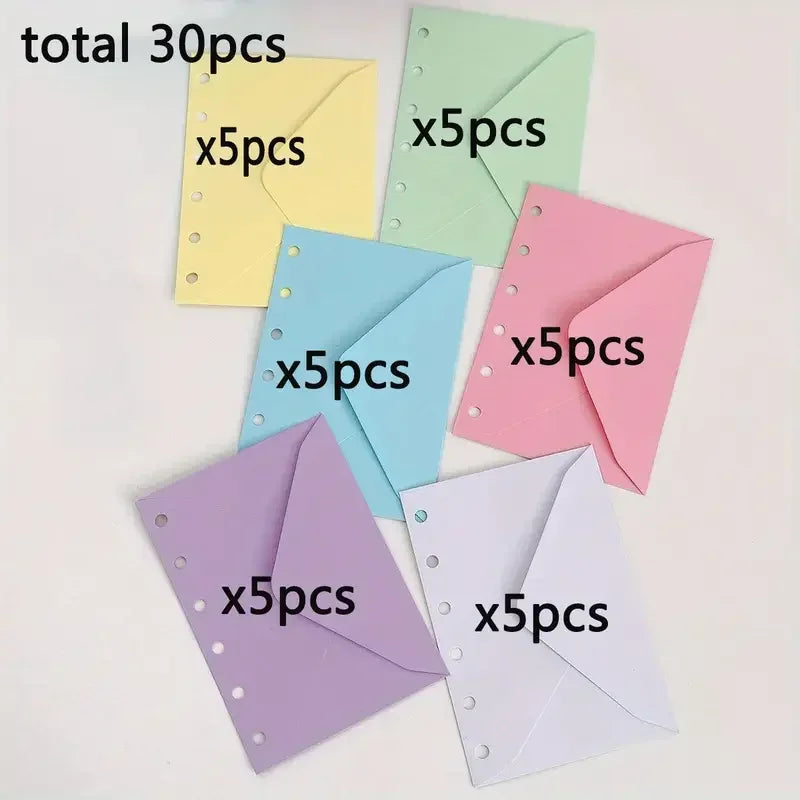 30 pcs A7 6-hole budget envelopes