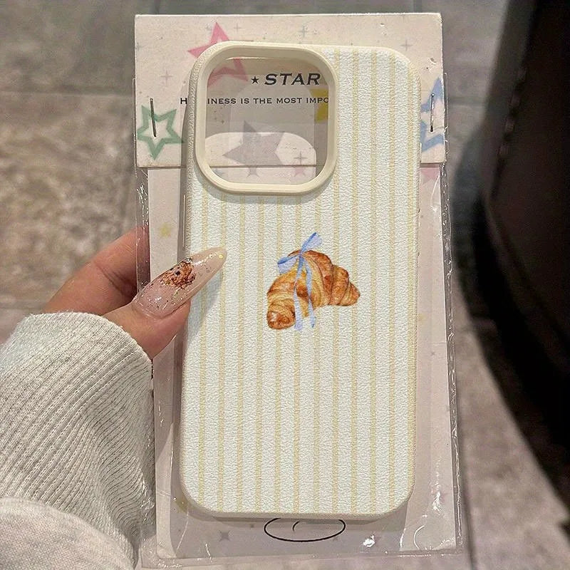 A Striped Croissant-Patterned IPhone 13,14,15,16,17 Case