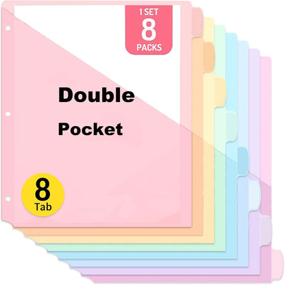 8pcs Dividers for 3 Ring Binder with Pocket