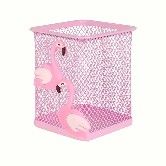 Square Pink Flamingo Pen Holder