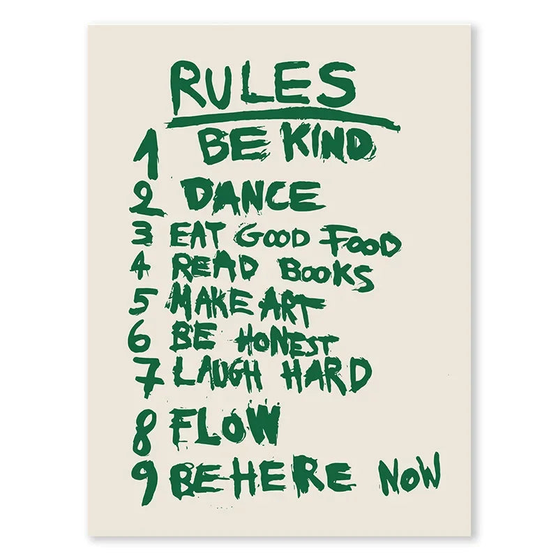 Room Rules Regulations Poster Canvas Wall Art