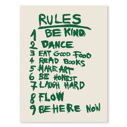 Room Rules Regulations Poster Canvas Wall Art