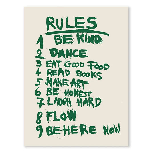 Room Rules Regulations Poster Canvas Wall Art