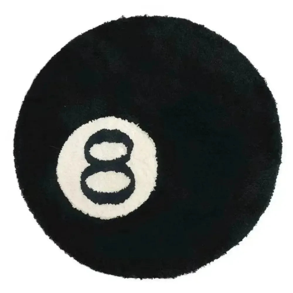 Black Billiards 8 Ball Round Floor rug