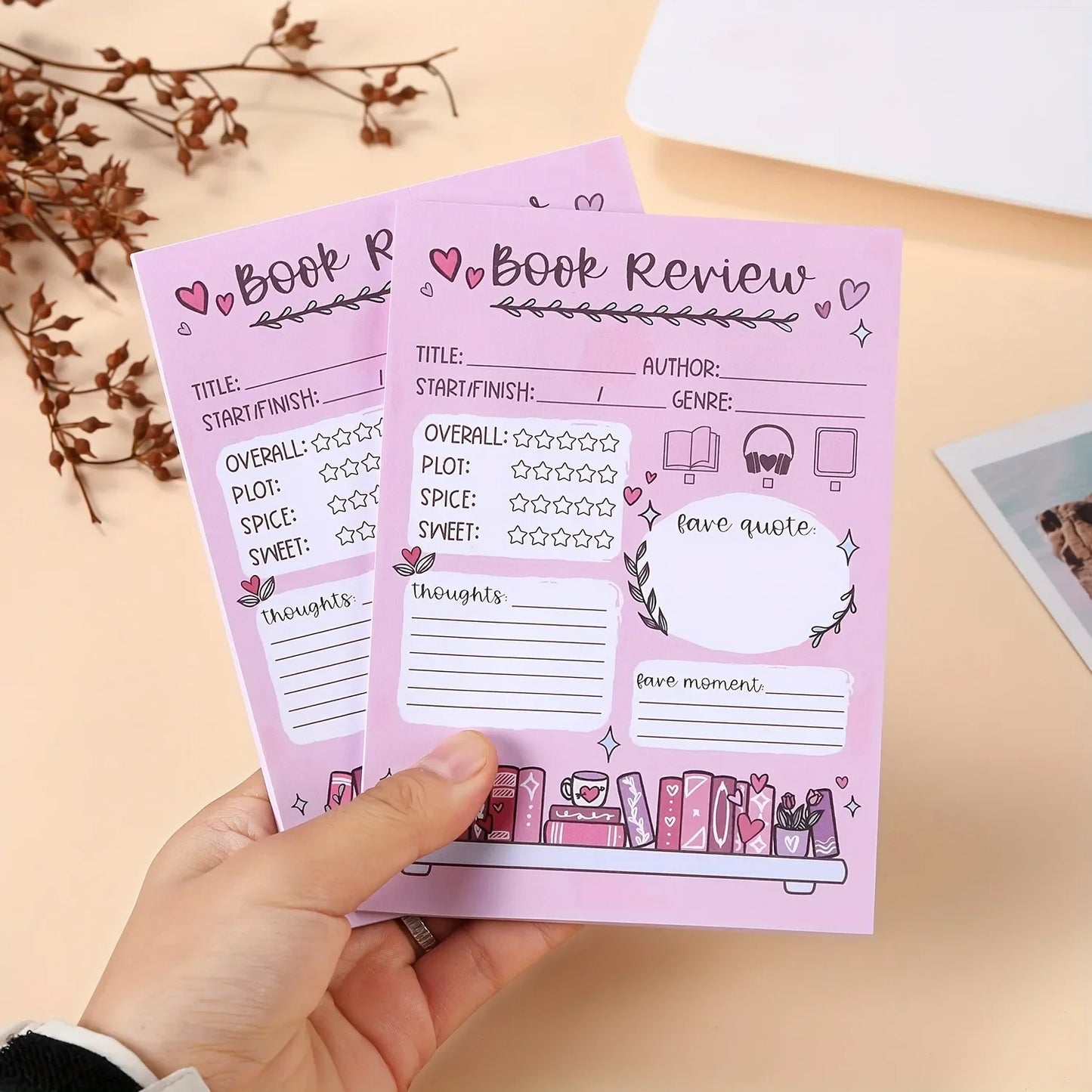 2 Pcs Fun Book Review Notepad