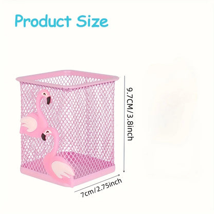 Square Pink Flamingo Pen Holder