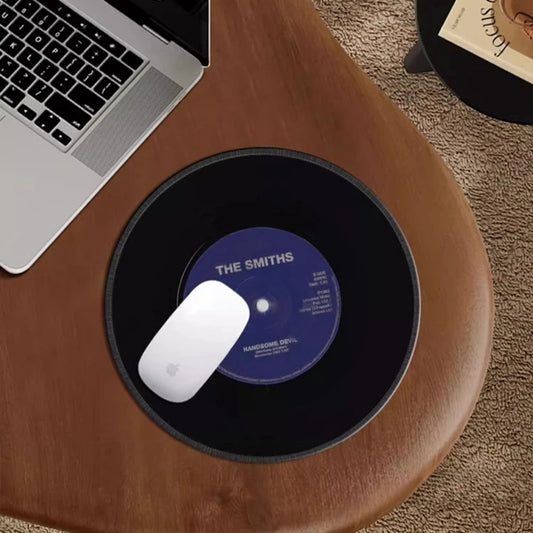 Round vinyl record mouse pad