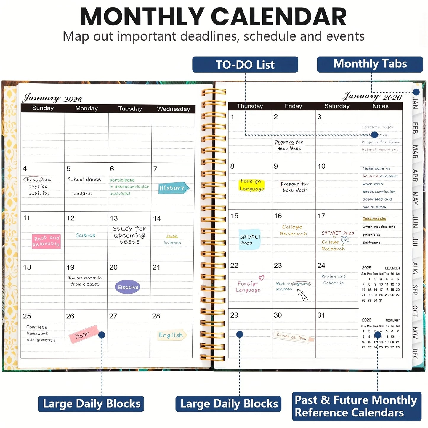 2026 Notebook Planner - Weekly and Monthly Calendar