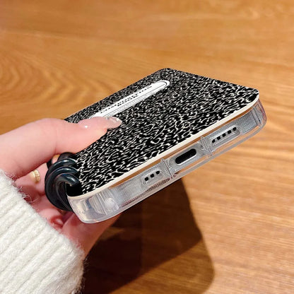 Composition Flip Notebook Phone Case For iPhone