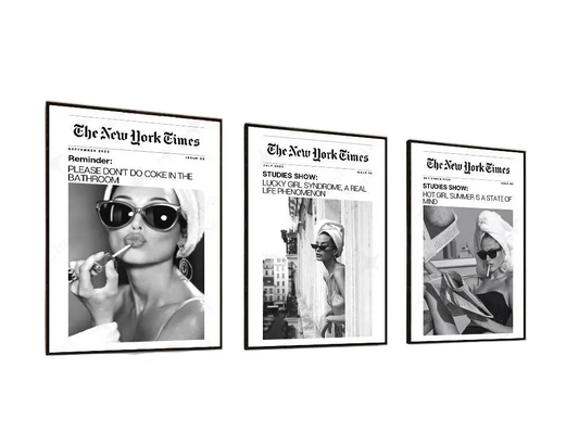 Trendy Lucky Girl Fashion Poster Black and White Canvas print