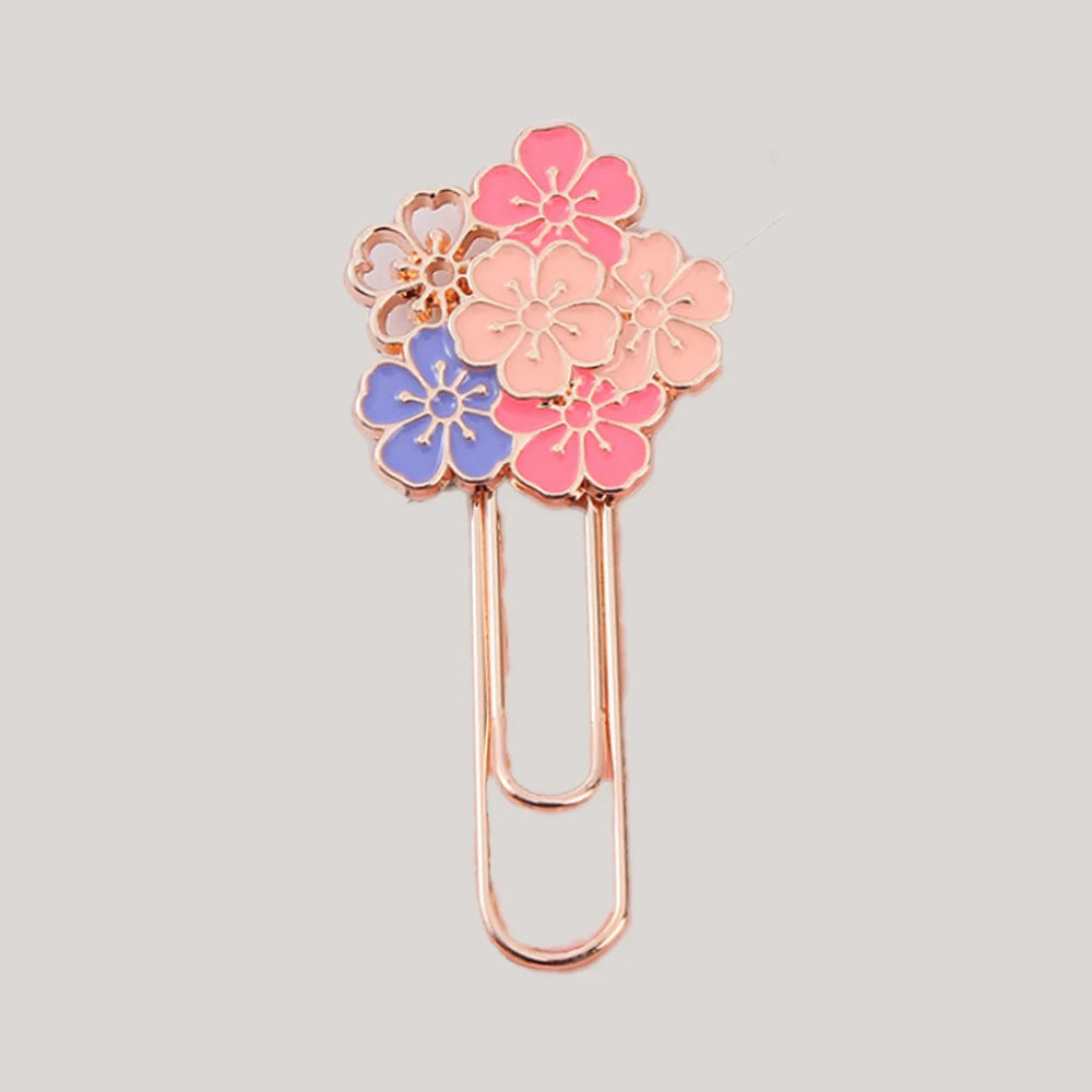 1pc pink Sakura Flowers Metal Bookmark