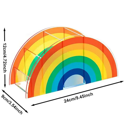 Rainbow Acrylic Pen Holder with 5 Compartments