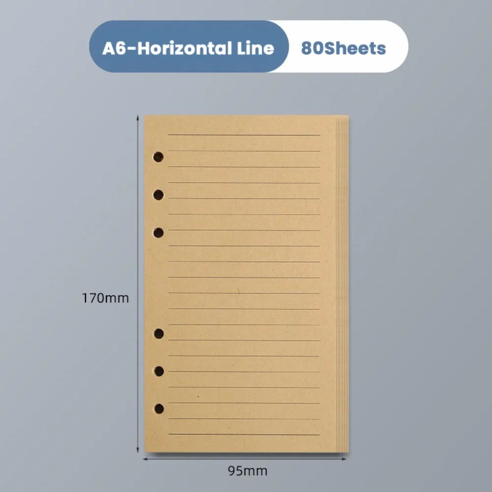 80 Sheets A5/A6/A7 Horizontal Line/Blank Notebook Refill Paper