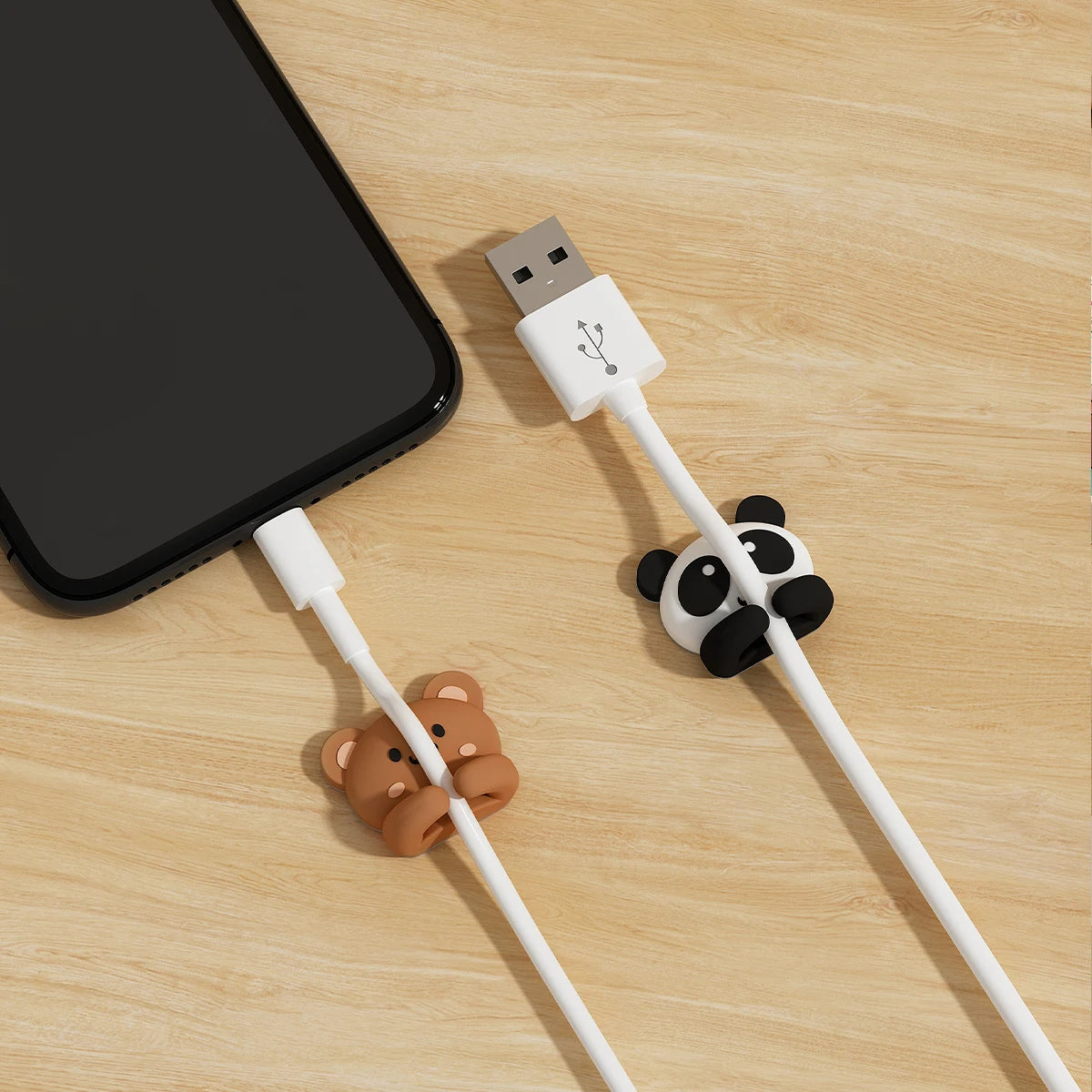 2/3pcs Cute Cartoon Desktop Cable Organizers