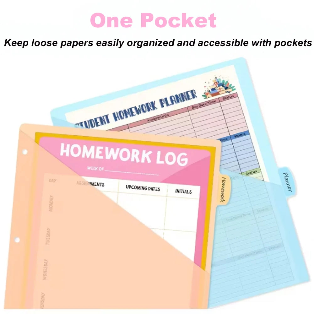 8pcs Dividers for 3 Ring Binder with Pocket