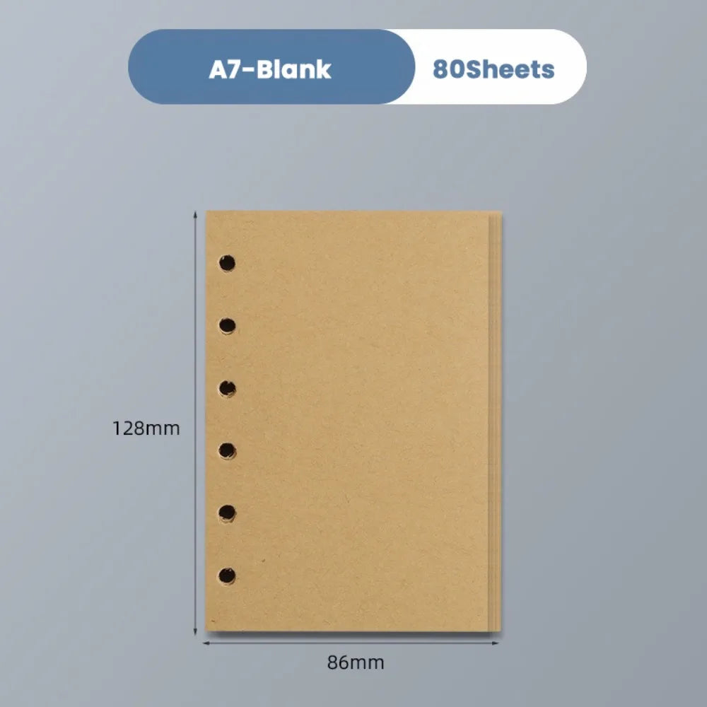 80 Sheets A5/A6/A7 Horizontal Line/Blank Notebook Refill Paper