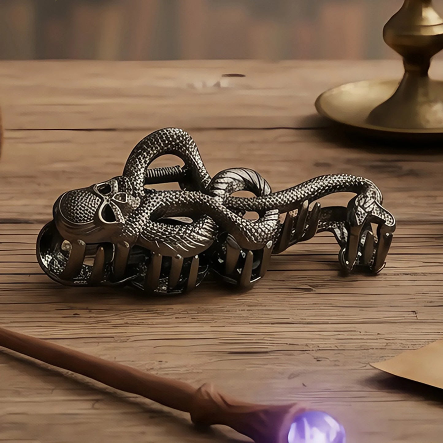 Serpent metal snake claw clip