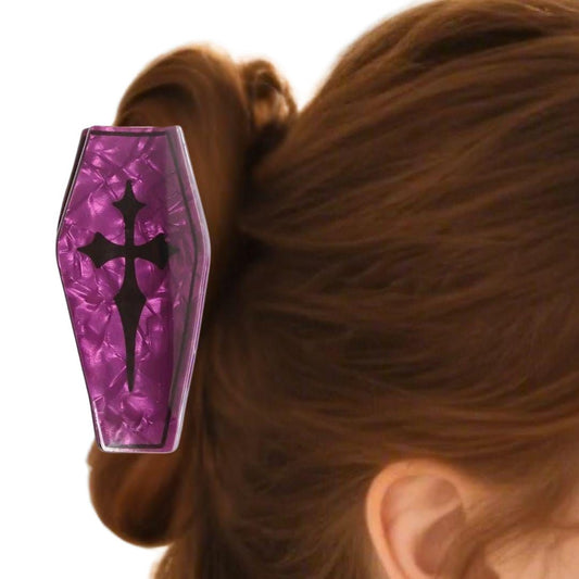 1 piece purple halloween coffin hair claw clip
