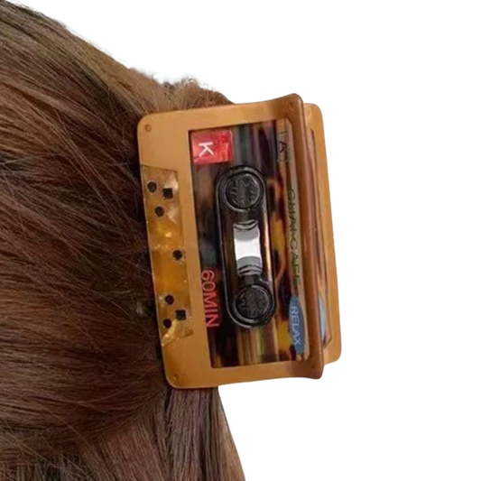 1 piece music cassette tape hair claw clip