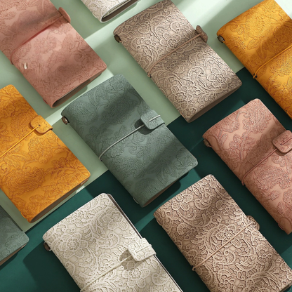 A6 Vintage Embossed Lace Strap Notebook