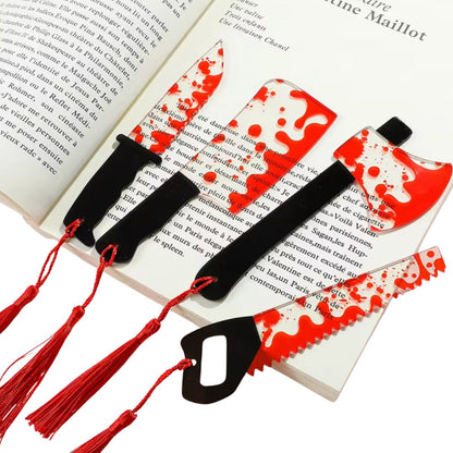 Bloody splatter Horror Knife Clear Bookmark