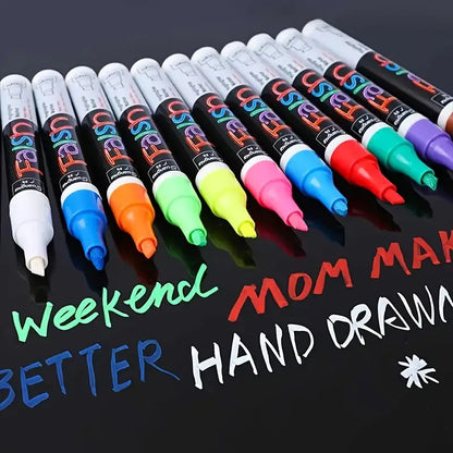 12pcs Vibrant Fluorescent Neon Liquid Chalk Markers