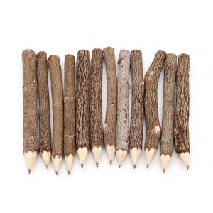 Wooden Tree Rustic Twig Pencils Unique Birch of 12 Camping Lumberjack