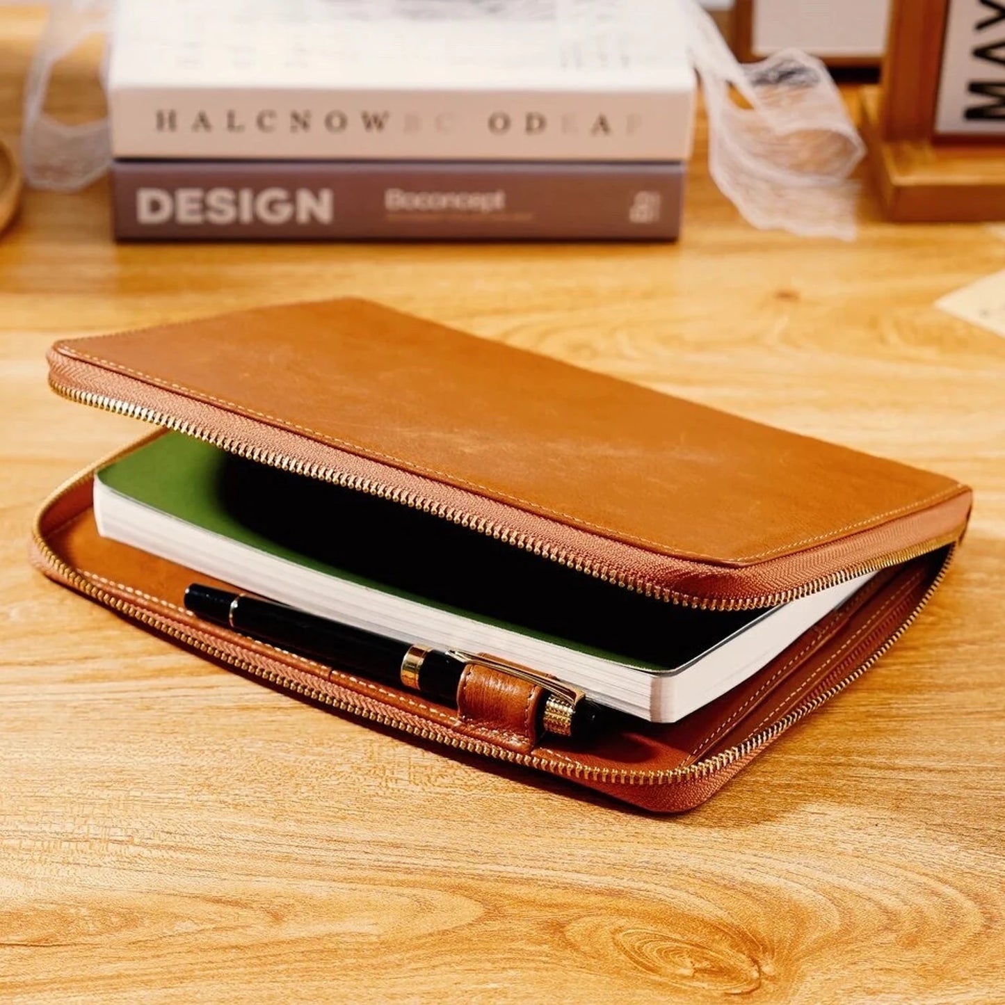 Moterm A5 full grain vegetable Leather Zip cover