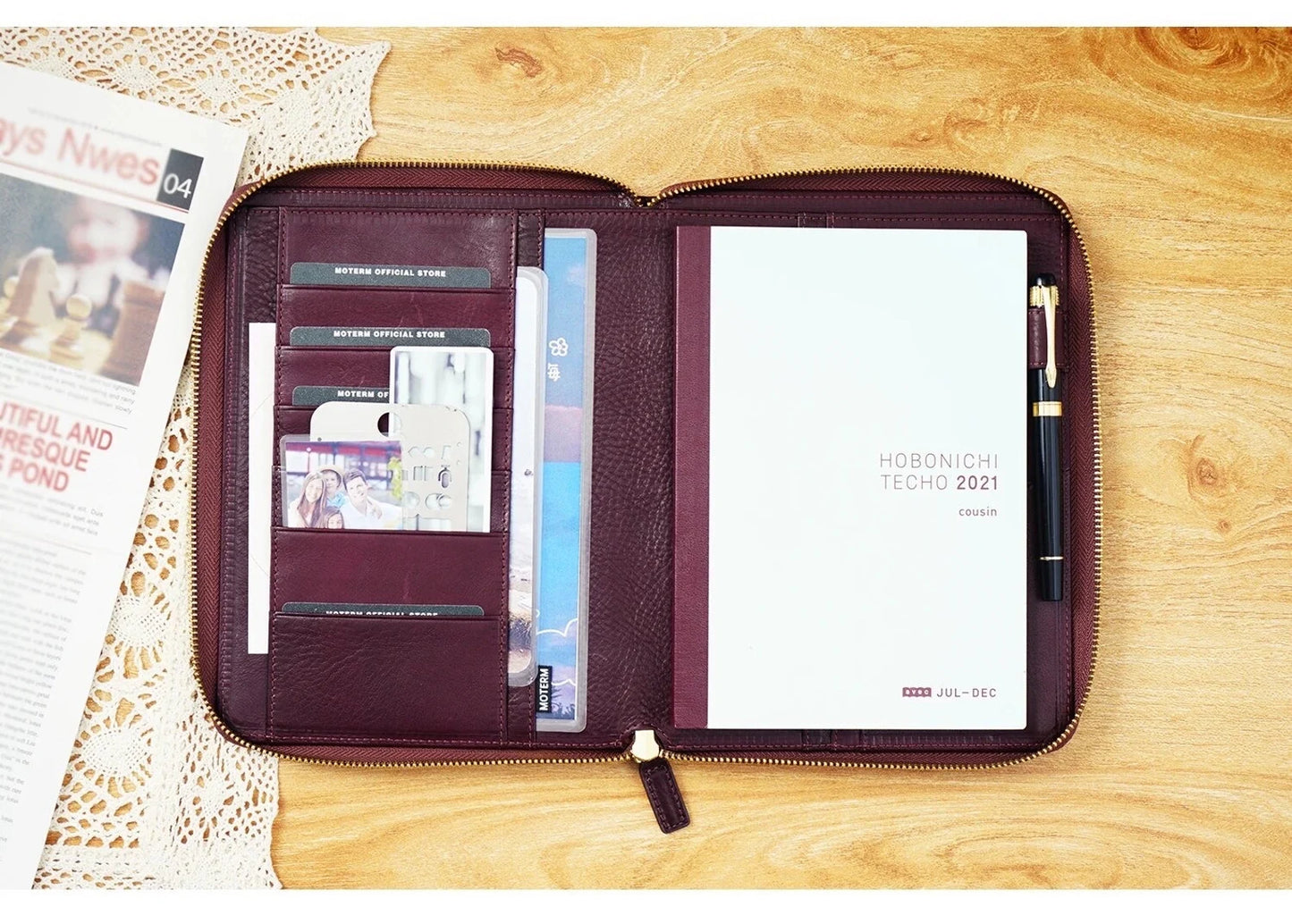 Moterm A5 full grain vegetable Leather Zip cover