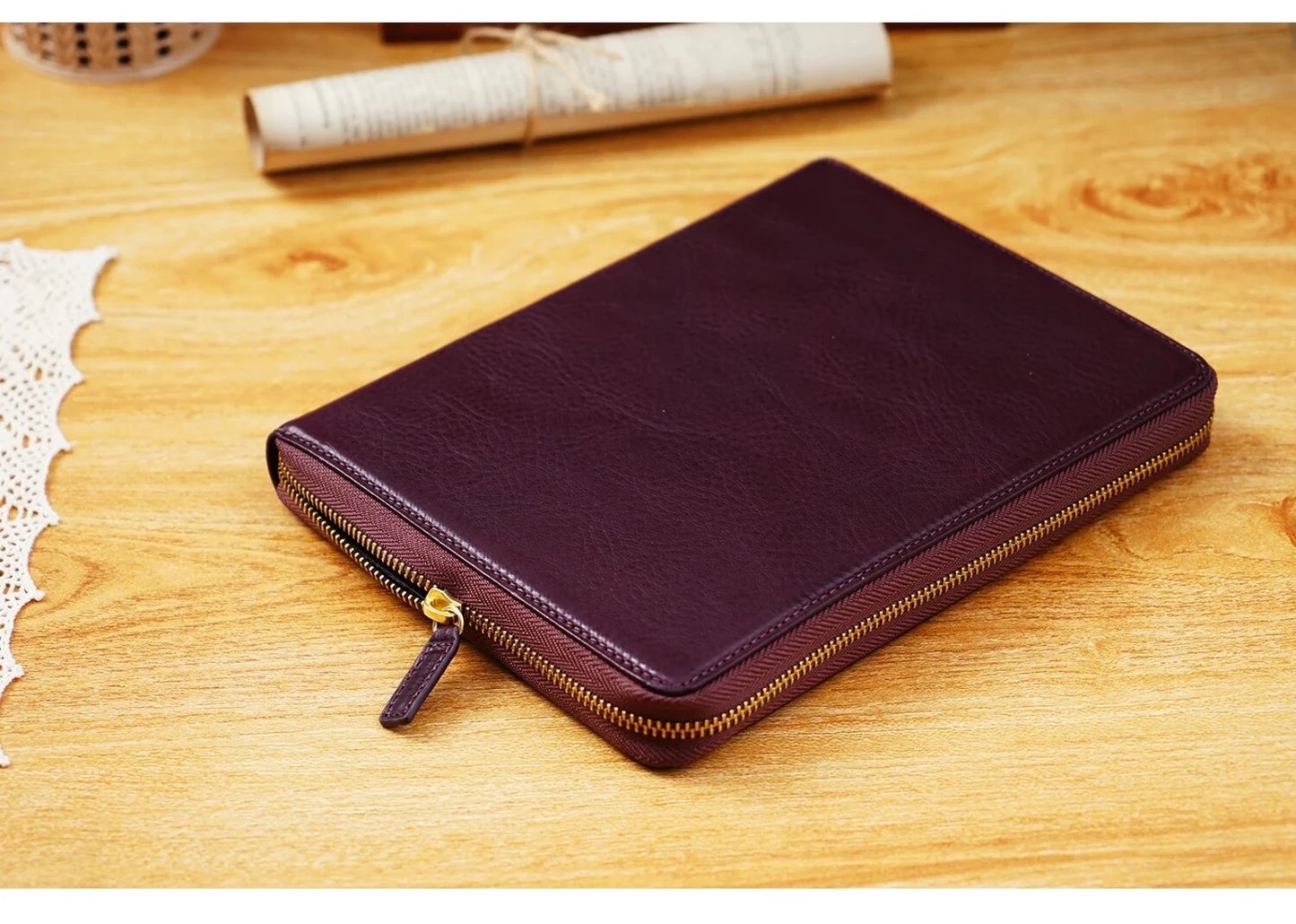 Moterm A5 full grain vegetable Leather Zip cover