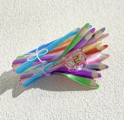 1 piece color pencils hair claw clip