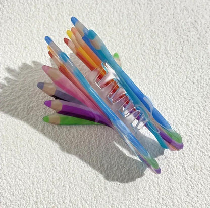 1 piece color pencils hair claw clip